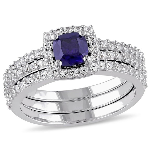 Everly Women's Created Sapphire Sterling Silver Bridal Set