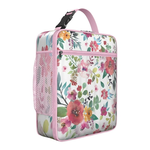 Rose Insulated Lunch Bag Box Teen Reusable Lunch Tote Bag with Water Bottle Holder Lunch Tote Portable Bag Office Camping