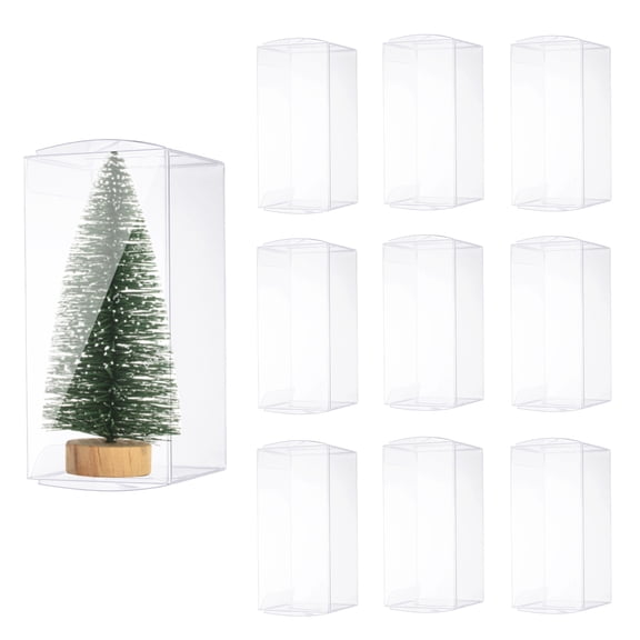 Uxcell 10 Pcs Clear Gift Box,2.8"x2.6"x5.7" Plastic Packing Box for Candy Cookies