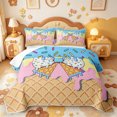 thumbnail image 2 of Manfei Watercolor Bowknot Quilt Full,Drippy Ice Cream Pattern Full Bedspread Sets,3 Pieces,1 Coverlet and 2 Pillowcases, 2 of 7
