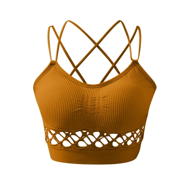 Women Sports Back Strappy Bras for Women Padded Medium Support for Yoga Back Strappy Free to Workout Fitness Running,Regular & Plus Size,Size:One Size