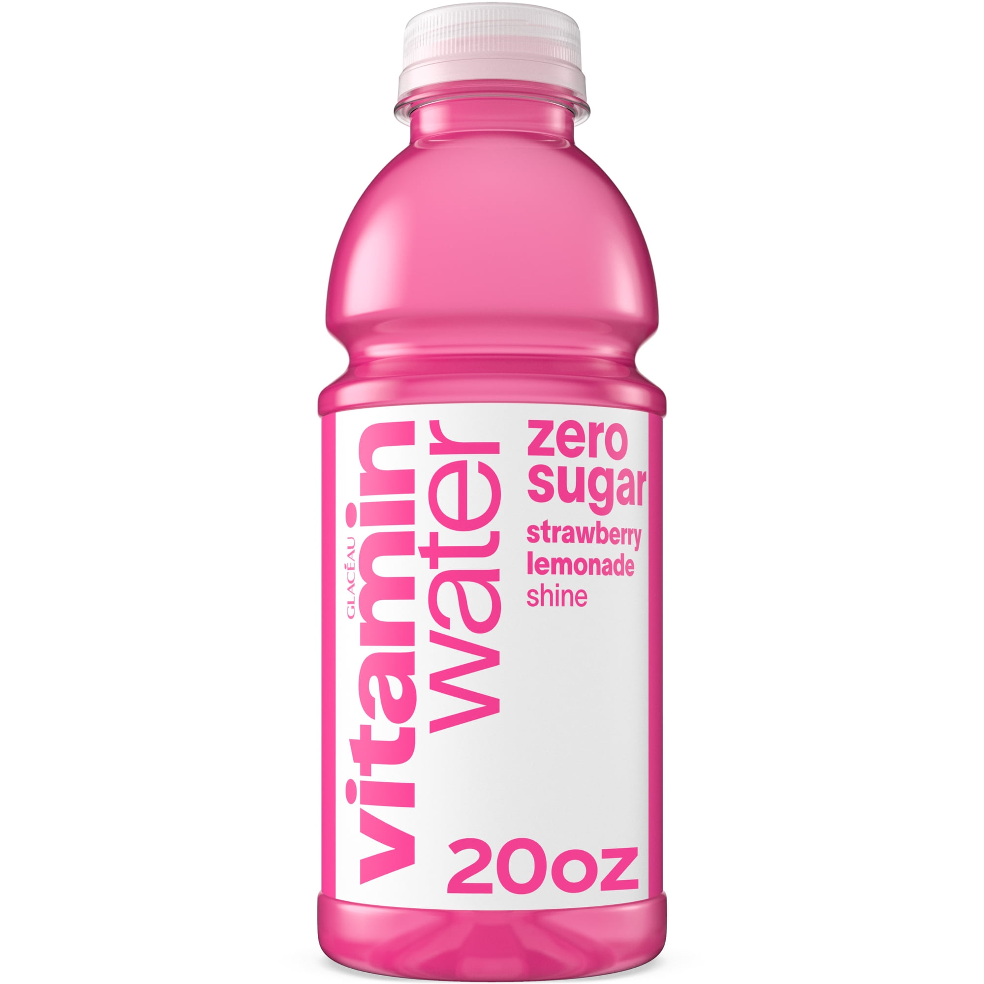 vitaminwater Shine Zero Sugar Strawberry Lemonade Flavored Water Beverage Bottle, 20 fl oz