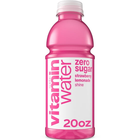 vitaminwater Shine Zero Sugar Strawberry Lemonade Flavored Water Beverage, 20 fl oz Bottle