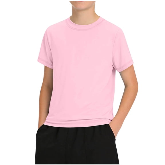 Posijego Big Boys Quick Dry Athletic Tops Short Sleeve T-Shirts Solid Color Basic Tees Running Sports Workout Shirts Activewear
