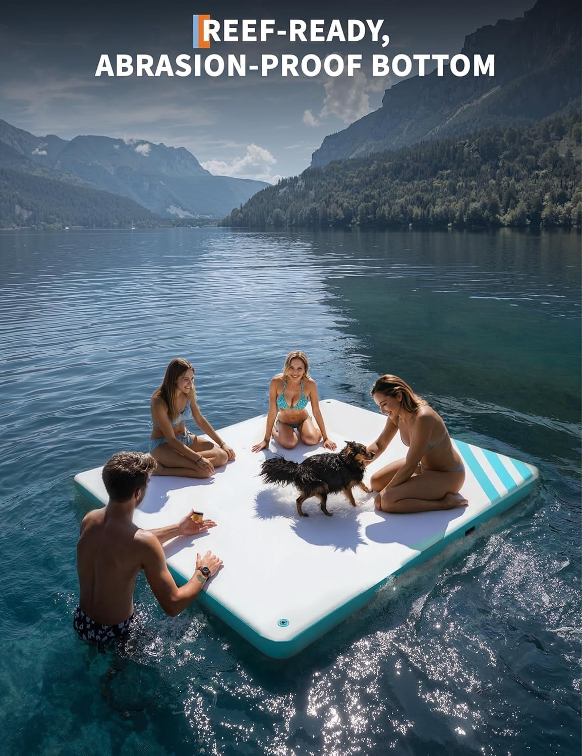 Inflatable Floating Dock Air Dock Platform 6ft/8ft/10ft Non-Slip Inflatable Water Swim Mat Floating Island Raft for Pool Lake Beach Ocean Fishing Relaxing