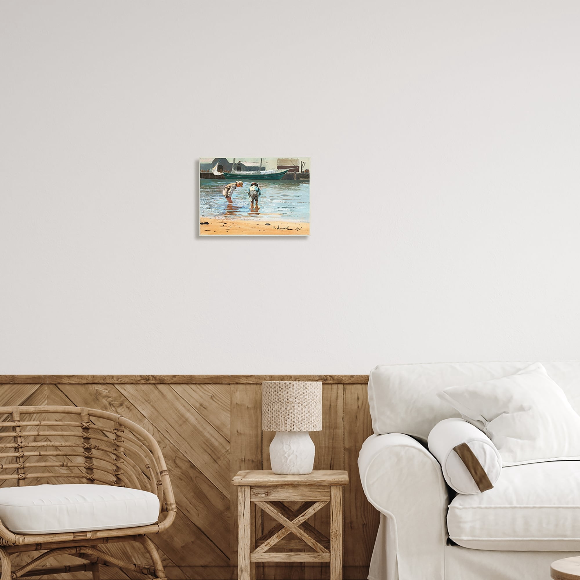 Stupell Industries People Shoreline Beach Marina Searching Sea Life Painting Unframed Art Print Wall Art, Design by Lettered and Lined