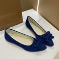 thumbnail image 2 of Miluxas Women Fashion Solid Color Flower Flats Comfort Pointed Toe Dress Oversized Cloth Shoes Blue 8.5(41), 2 of 4