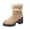 Khaki, variant on Nmnitkp Boots for Women Fashion Casual All-Match Warm High Heel Shoes Chunky Heel Belt Buckle Furry Toe Ankle Boots Black,36