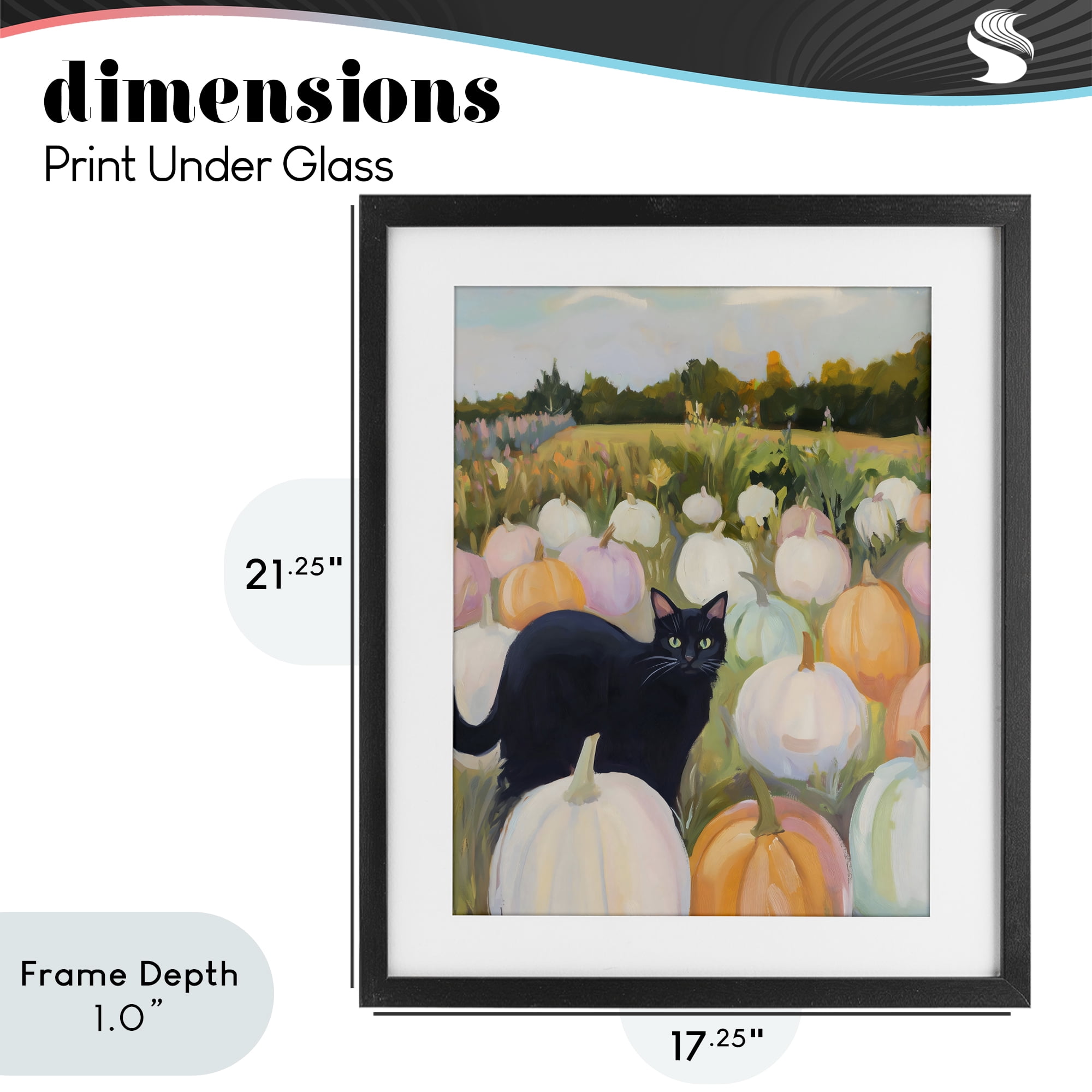 Stupell Industries Kitten & Pumpkins in Field Black Framed Print Under Glass, design by The Prints Vibe