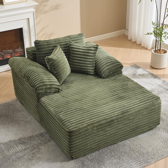 Garvee 48.8'' Chaise Lounge Chair Indoor, Corduroy Sofa Bed, Boneless Lounge Chair, Oversized Sleeper Sofa,Corduroy Cloud Couch Reading Chair for Living Room and Home Office No Assembly