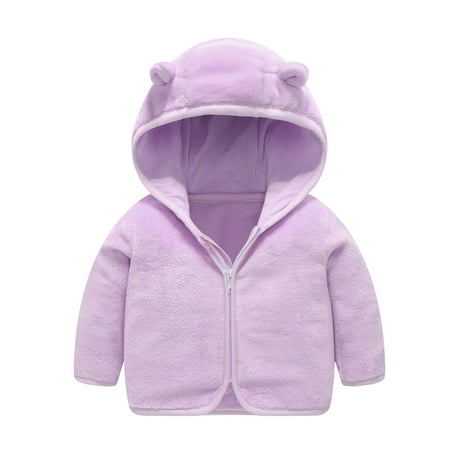 

TOOYOU Girls Coats Toddler Baby Jacket Solid Color Windproof Hooded Warm Winter Tops For Outdoor 6-12 Months