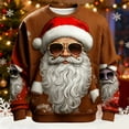 thumbnail image 2 of JHHLSF Festive KnitPattern's Hoodieless Sweatshirt – Themed Santa Print Sweater For Winter Comfort Brown,5XL, 2 of 3