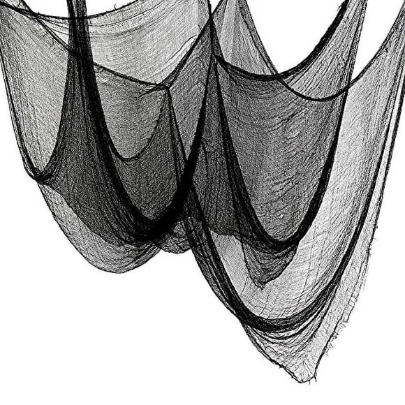 5 Piezas de Tela Escalofriante de Halloween en Negro.