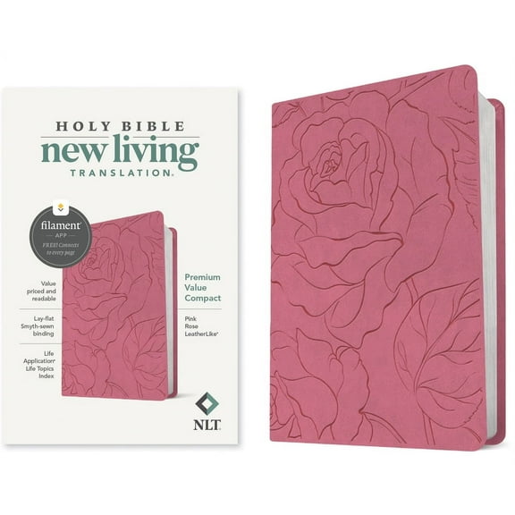 NLT Premium Value Compact Bible, Filament Enabled (Leatherlike, Pink Rose), (Hardcover)