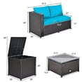 thumbnail image 2 of Yardi Yard 4 Pieces Outdoor Patio Rattan Furniture Set with Cushioned Loveseat and Storage Box-Turquoise, Outdoor Sofa Sectional , Coffee Table for Patio Back Deck, Balcany, Poolside, 2 of 10