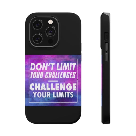 DistinctInk Tough Case for Apple iPhone 15 PRO (6.1" Screen), Compatible with MagSafe Charging - Don't Limit Challenges Challenge Limits