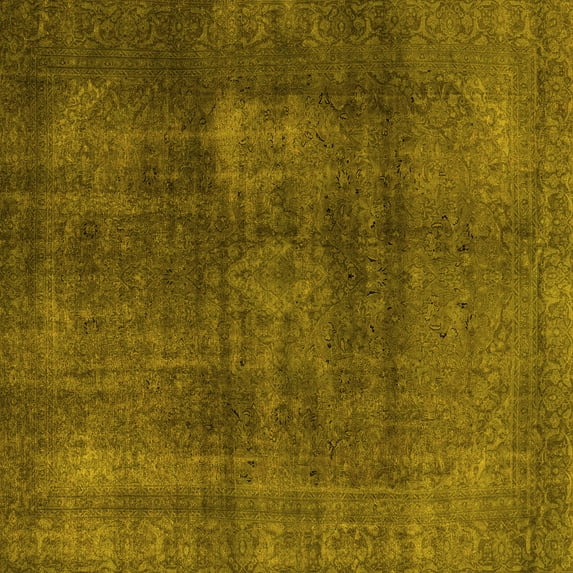 Ahgly Company Indoor Square Abstract Yellow Modern Area Rugs, 3' Square