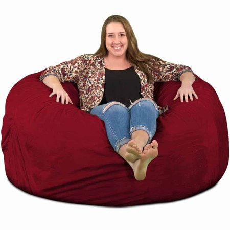 Ultimate Sack 5000 (5 ft.) Bean Bag Chair in multiple colors: Giant Foam-Filled Furniture - Machine Washable Covers  Double Stitched Seams  Durable Inner Liner. (5000  Burgundy Suede)