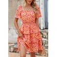thumbnail image 3 of Vestido PRETTYGARDEN 2025 Floral de Verano con Escote Cuadrado Rojo Talla L, 3 of 7