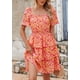 thumbnail image 3 of Vestido PRETTYGARDEN 2025 Floral de Verano con Escote Cuadrado Rojo Talla L, 3 of 7