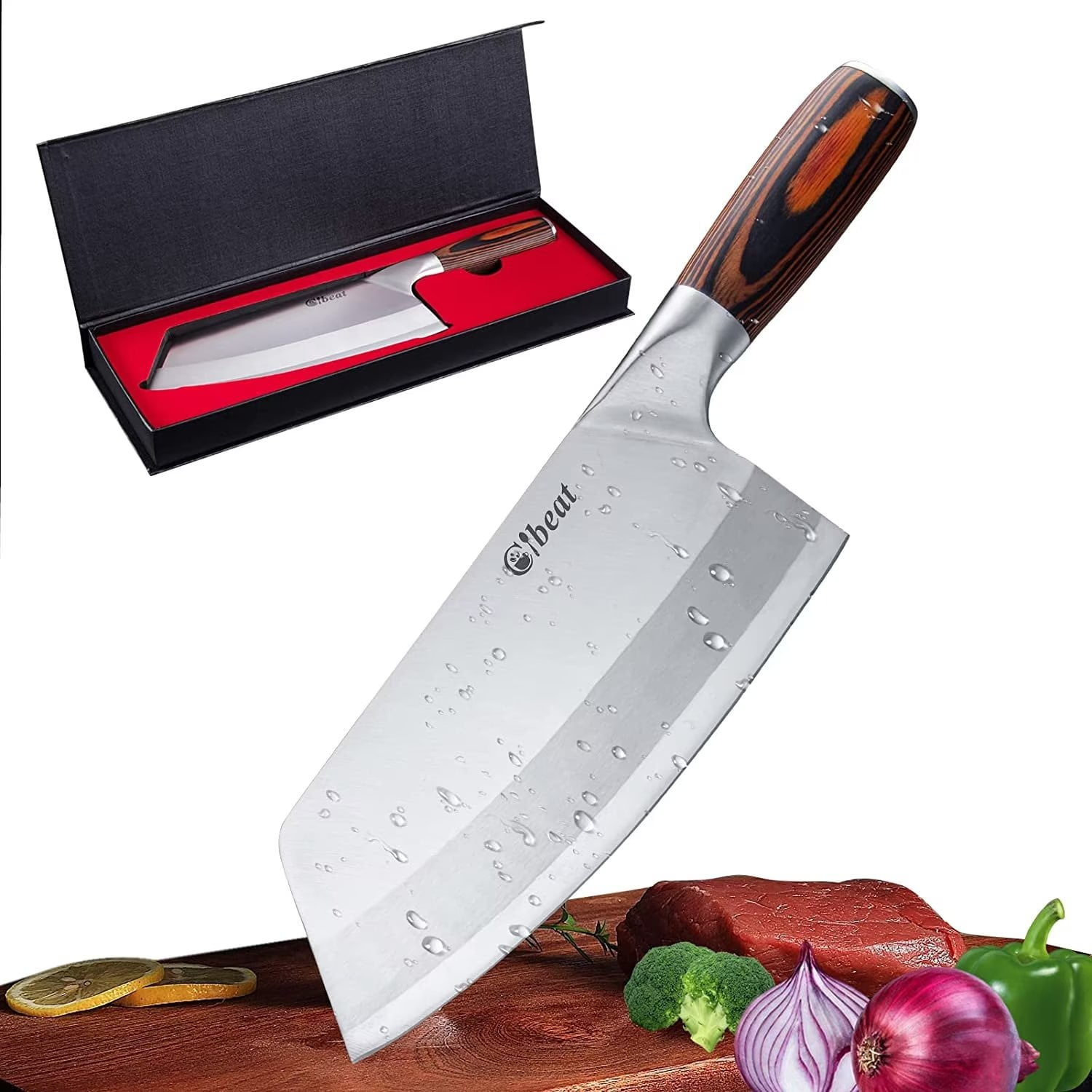 Sangdo Meat Cleaver Knife 8" Chinese Chef Knife with Wood Handle and