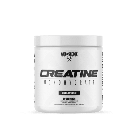 Axe & Sledge Basics Creatine | Unflavored, Enhances Strength & Performance, Increases Lean Body Mass, 50 Servings | Pure Creatine Monohydrate, No Fillers or Artificial Substances | 50 Servings