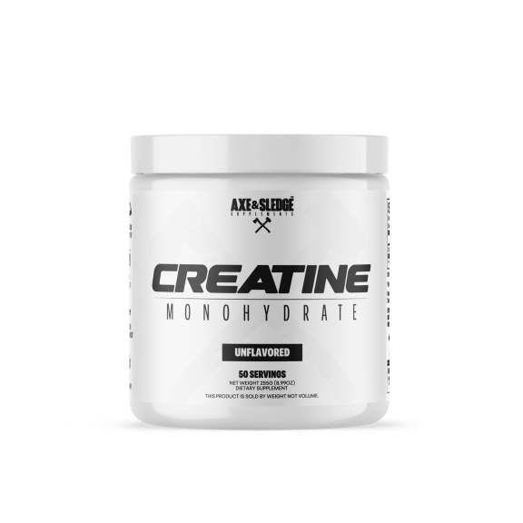 Axe & Sledge Basics Creatine | Unflavored, Enhances Strength & Performance, Increases Lean Body Mass, 50 Servings | Pure Creatine Monohydrate, No Fillers or Artificial Substances | 50 Servings