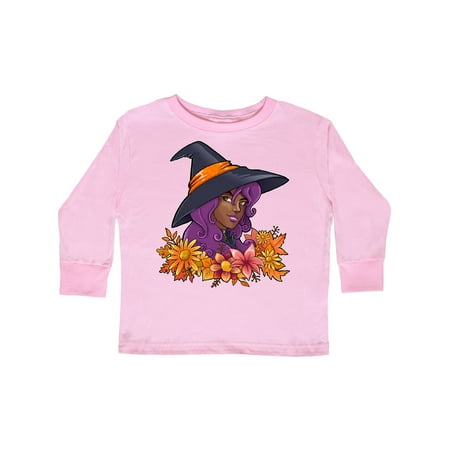 

Inktastic Witch with Autumn Flowers and Leaves Gift Toddler Boy or Toddler Girl Long Sleeve T-Shirt