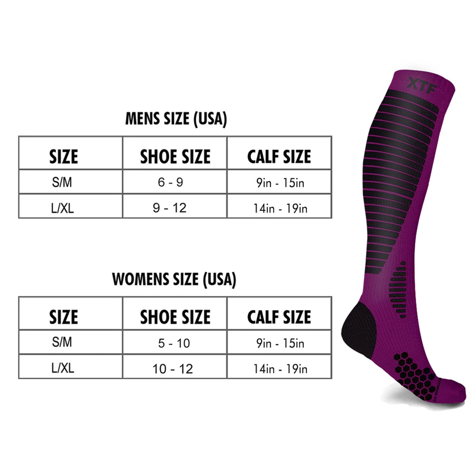Copper Compression Socks - Knee High for Running, Athtletics, Travel - 6 Pair