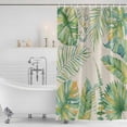 thumbnail image 2 of Shower Curtain Bathroom Set Tropical Monstera Leaves on Linen Waterproof Fabric Shower Curtains with Grommets&Hooks, Watercolor Summer Plants Privacy Bath Curtain for Bathtub 60x72in, 2 of 9