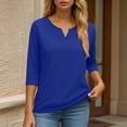 thumbnail image 7 of felwors 3/4 Length Sleeve Womens Tops Dressy Casual V-Neck Puff Sleeve Blouses Business Work Tunic Shirt S-XXL (Dark Blue, XL), 7 of 7