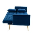 thumbnail image 3 of Modern 2 Seater Velvet Sofa with 2 Pillows, Adjustable Backrest Accent Sofa with Rose Golden Metal Feet, Sofa Turn Into Bed, Easy to Assemble, Navy, 3 of 7