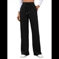 thumbnail image 1 of Pantalones Deportivos Casuales para Mujer, de Pierna , Holgados, con Cordón Ajustable, Cintura Alta, Elásticos y Bolsillos. Negro XL, 1 of 10