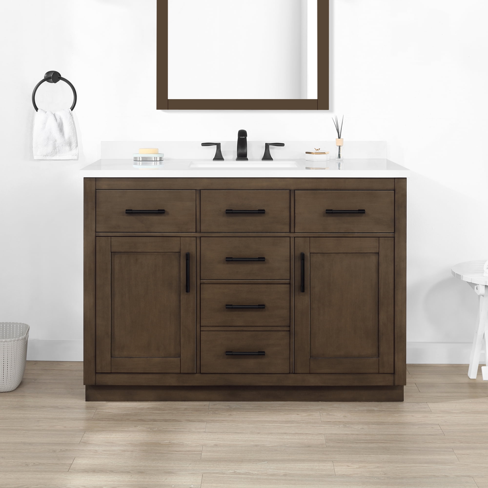 Ove Decors Bailey 48 W x 22" D Freestanding Bathroom Vanity with Sink, Almond Latte