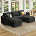 thumbnail image 4 of HONBAY Sectional Sofa with Storage, Chenille Upholstered Modular Couch U Shaped 6-Seat for Living Room, Dark Grey, 4 of 10