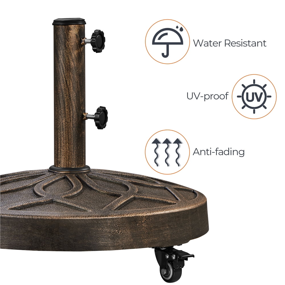 Yaheetech 20" Outdoor Rolling Heavy Duty Patio Market Umbrella Base, Bronze
