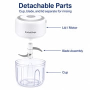 KitchekShopS Electric Garlic Chopper 1-Cup, Mini Food Chopper for Garlic, Ginger, Nuts & Herbs, USB Rechargeable, Pulse Control – Small Kitchen Appliance