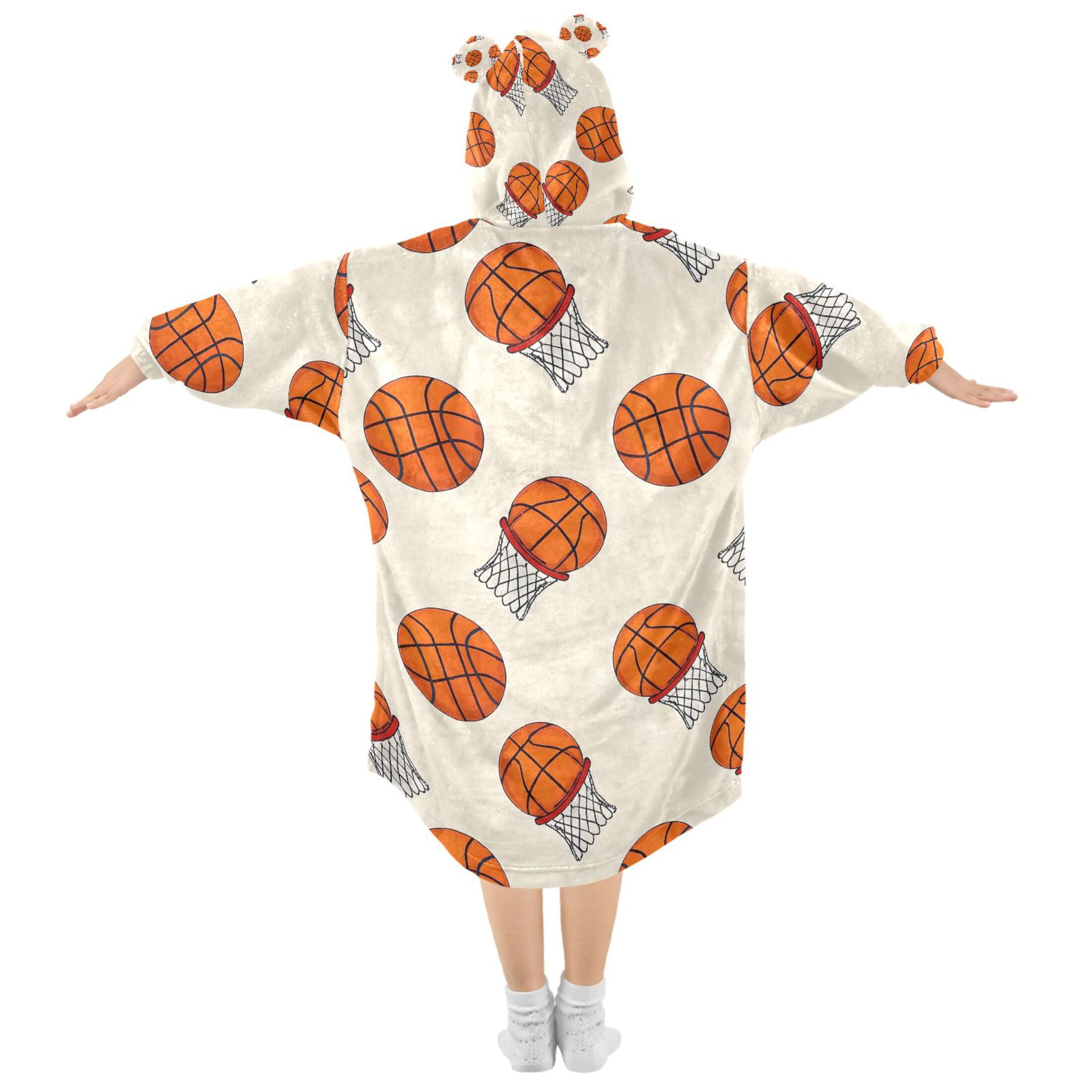 joogoo Wearable Blanket Hoodie for Basketball Flannel Sherpa Pocket 3-14 YR S