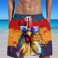 thumbnail image 2 of ZCFZJW Funny Chicken Print Beach Hawaiian Board Shorts for Men Big and Tall Regular Fit Casual Drawstring Elastic Quick Dry Swim Trunks with Pockets Multicolor#05 XXXXL, 2 of 5