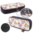 thumbnail image 4 of Geaub colorful flowers large capacity pencil case - dual zipper, multiple pockets, durable material, versatile use for stationery, cosmetics, and more, 4 of 6
