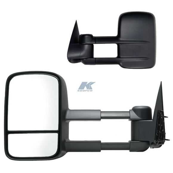 K-Source Exterior Towing Mirror 62073-74G OEM Replacement; 4 Inch Extension; Manual; Without Turn Signal; Without Heated Mirrors; Folding; Black; Set Of 2
