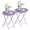 紫色, variant on Modern Metal Frame Round Folding Tray Tables Set of 2, Versatile Side Dinner Tables for Home, Patio, Living Room & Small Areas