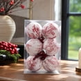 thumbnail image 4 of Dpityserensio 8CM Toile Print Fabric Wrapped Christmas Ornaments Balls 6 Pcs Vintage Chinoiserie Xmas Tree Hanging Decorations With Velvet Ribbon, 4 of 9