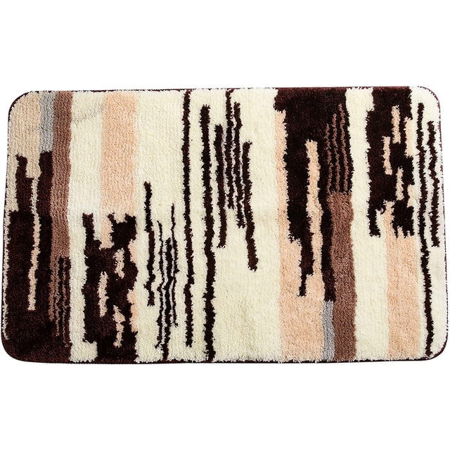 Alfombrilla de baño pequeña de 16 x 24, color marrón, para baño, antideslizante, de microfibra, suave, color marrón y amarillo, lavable Xemadio CZJJ-XM77-1