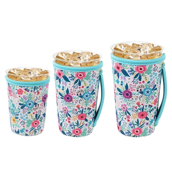 3 Pack Cups Sleeve Set Cold Temperature Resistants Beverages Sleeves with Handle Comfortable Ice Coffee Cups Cover
