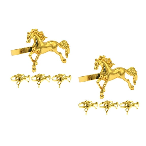WORGEOUS 8 pcs Horse Napkin Rings Metal Napkin Ring Holders Equestrian Ring Holder Serviette Buckles Adornment For Christmas Table Settings Wedding Kitchen Dinner Party