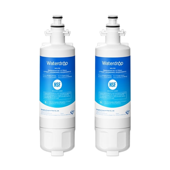 Waterdrop 469690 ADQ36006101 Refrigerator Water Filter, NSF 42&372 Certified, Replacement for LG® LT700P® , Kenmore 469690, 9690, ADQ36006102, Standard, Pack of 2, Package may vary