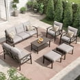 thumbnail image 5 of May in color Metal Outdoor Couch, All-Weather Metal Patio 3-seat Sofa with Soft Thick Cushions, Patio Sofa Couch for Porch Backyard Garden, Grey, 5 of 6