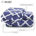 thumbnail image 2 of Lux Decor Queen Bed Sheet Set 4 Piece, Soft Microfiber, Deep Pockets - Quatrefoil Pattern, 1 Fitted & 1 Flat Sheet, 2 Pillowcases, Navy, 2 of 8