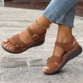 thumbnail image 5 of hlysgo Orthopedic Wide Sandals for Women Wide Width Strappy Arch Support Flat Wedge Sandals Walking Dressy Open Toe Brown 9.5, 5 of 6